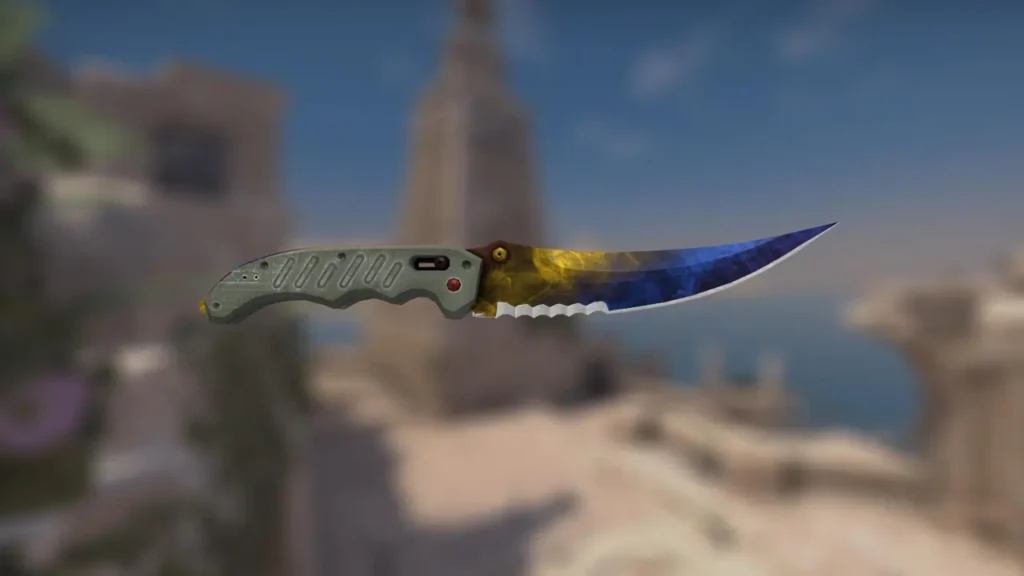Flip Knife Marble Fade Gold and Ice Pattern Index #407